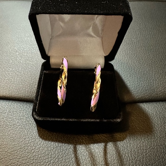 14k Real Yellow Gold Enamel Earrings